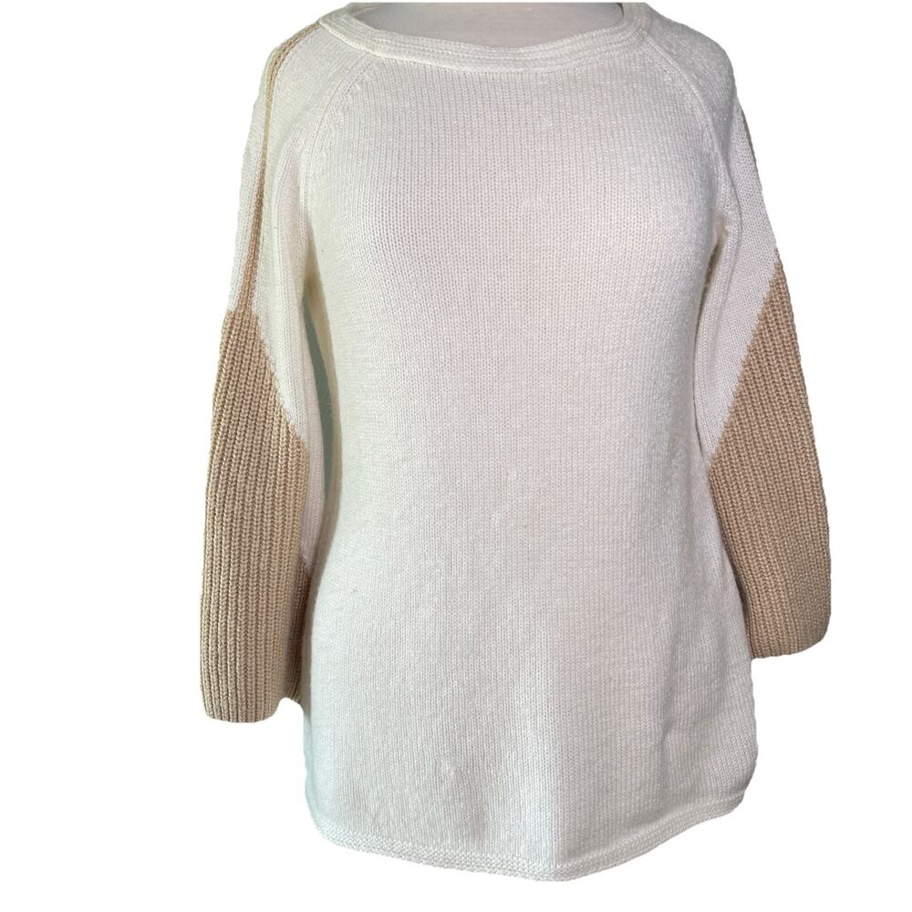 CHICO'S Pullover Tunic Sweater Women SM (Chicos 0) Ivory Cashmere Blend